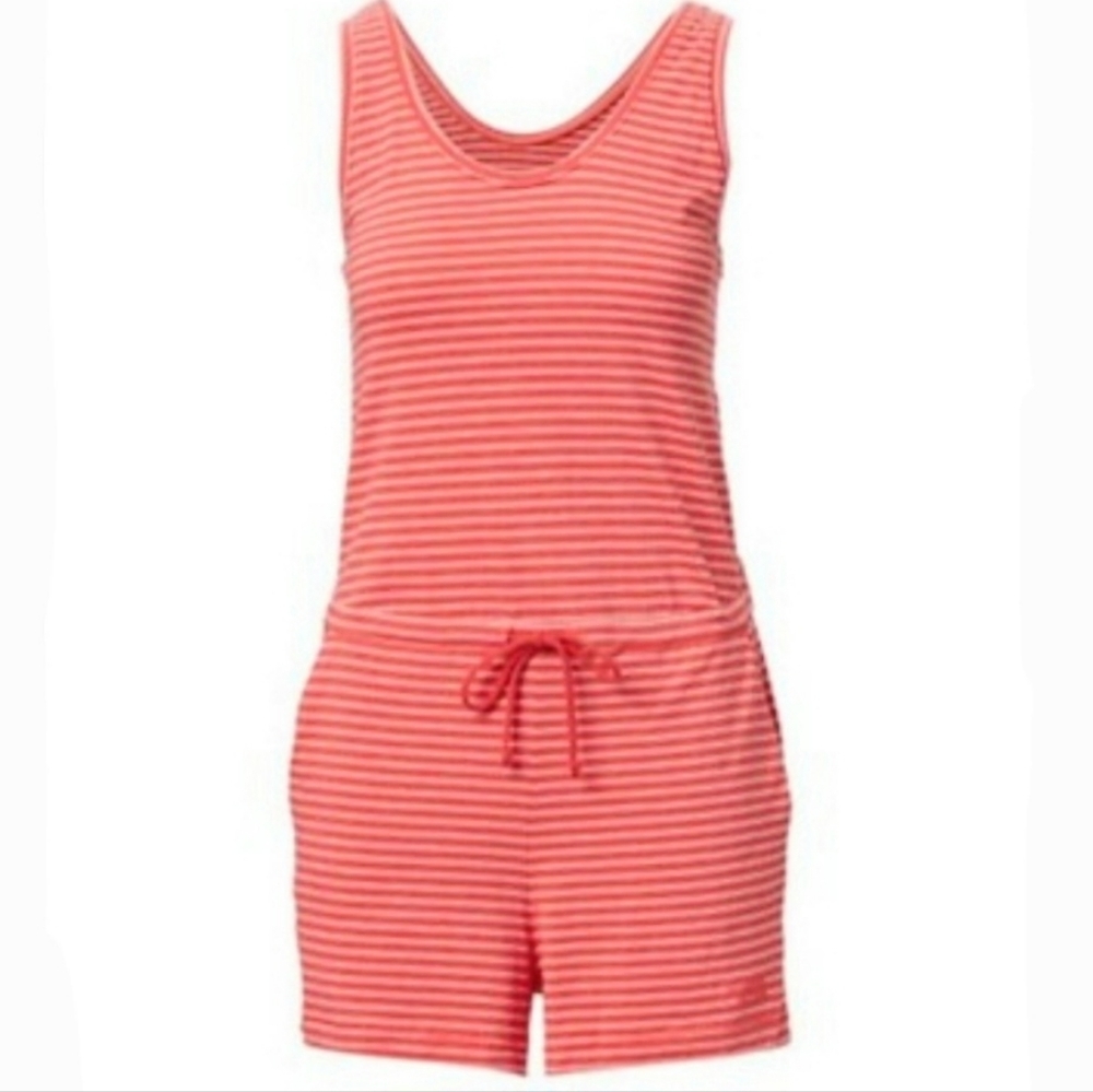 The North Face Orange Stripe Terrain Romper Size Small Cotton Lyocell Blend